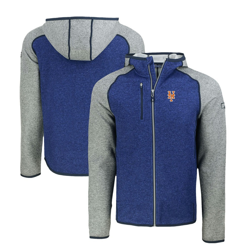 New York Mets Cutter & Buck Mainsail Full-Zip Hooded Jacket - Royal/Heather Gray - MLB Discount
