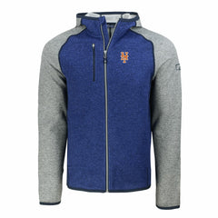 New York Mets Cutter & Buck Mainsail Full-Zip Hooded Jacket - Royal/Heather Gray - MLB Discount