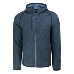 Philadelphia Phillies Cutter & Buck Mainsail Full-Zip Hooded Jacket - Heather Navy - MLB on Sale