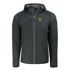 San Diego Padres Cutter & Buck Mainsail Full-Zip Hooded Jacket - Heather Charcoal - MLB Sale
