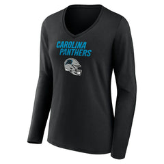 Bryce Young Carolina Panthers Women's Team Wordmark Name & Number Long Sleeve V-Neck T-Shirt Black