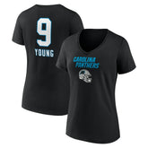 Bryce Young Carolina Panthers Women's Team Wordmark Name & Number V-Neck T-Shirt Black