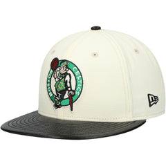 Boston Celtics Faux Leather Visor Two-Tone 59FIFTY Fitted Hat White/Black | New Era Lifestyle