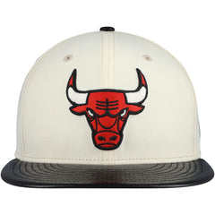 Chicago Bulls Faux Leather Visor Two-Tone 59FIFTY Fitted Hat Cream/Black | New Era discount