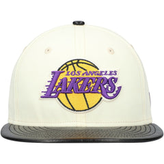 Los Angeles Lakers Faux Leather Visor Two-Tone 59FIFTY Fitted Hat White/Black | New Era Lifestyle