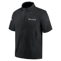 Nike Minnesota Vikings 2024 Sideline Coach Short Sleeve Half-Zip Hoodie Jacket Black