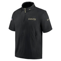 Nike New Orleans Saints 2024 Sideline Coach Short Sleeve Half-Zip Hoodie Jacket Black