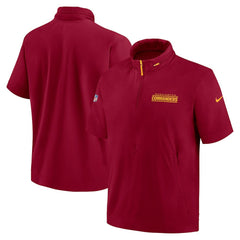 Nike Washington Commanders 2024 Sideline Coach Short Sleeve Half-Zip Hoodie Jacket Burgundy