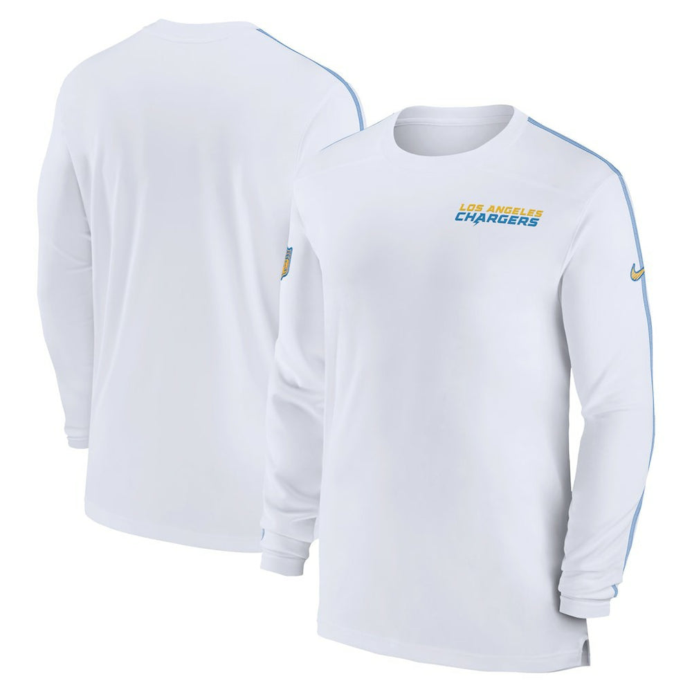 Nike Los Angeles Chargers Sideline Coach UV Performance Long Sleeve T-Shirt White