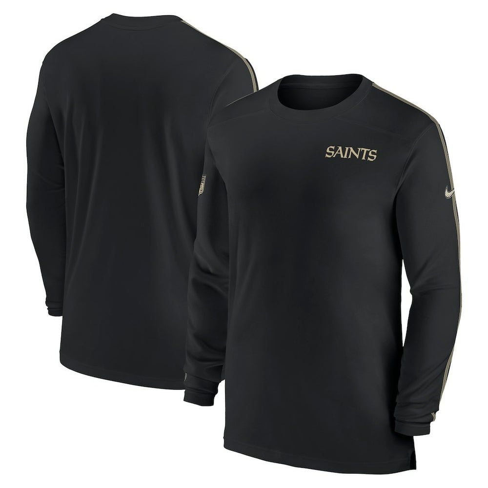 Nike New Orleans Saints Sideline Coach UV Performance Long Sleeve T-Shirt Black