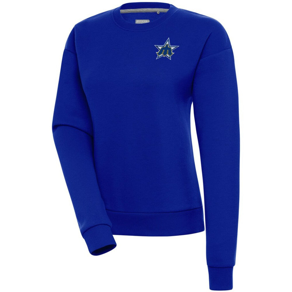 Seattle Mariners Antigua Women's Cooperstown Victory Crewneck Pullover Sweatshirt - Royal - MLB Sale