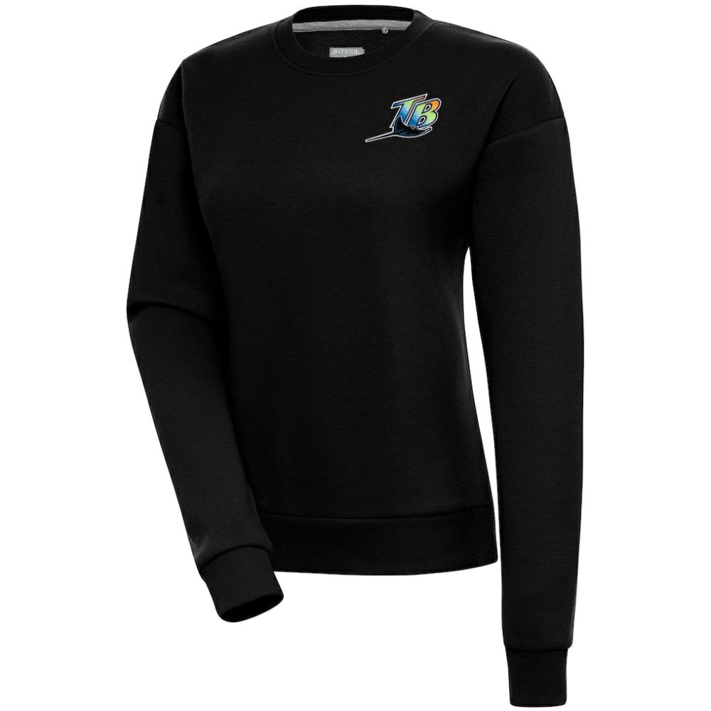 Tampa Bay Rays Antigua Women's Cooperstown Victory Crewneck Pullover Sweatshirt - Black - MLB on Sale