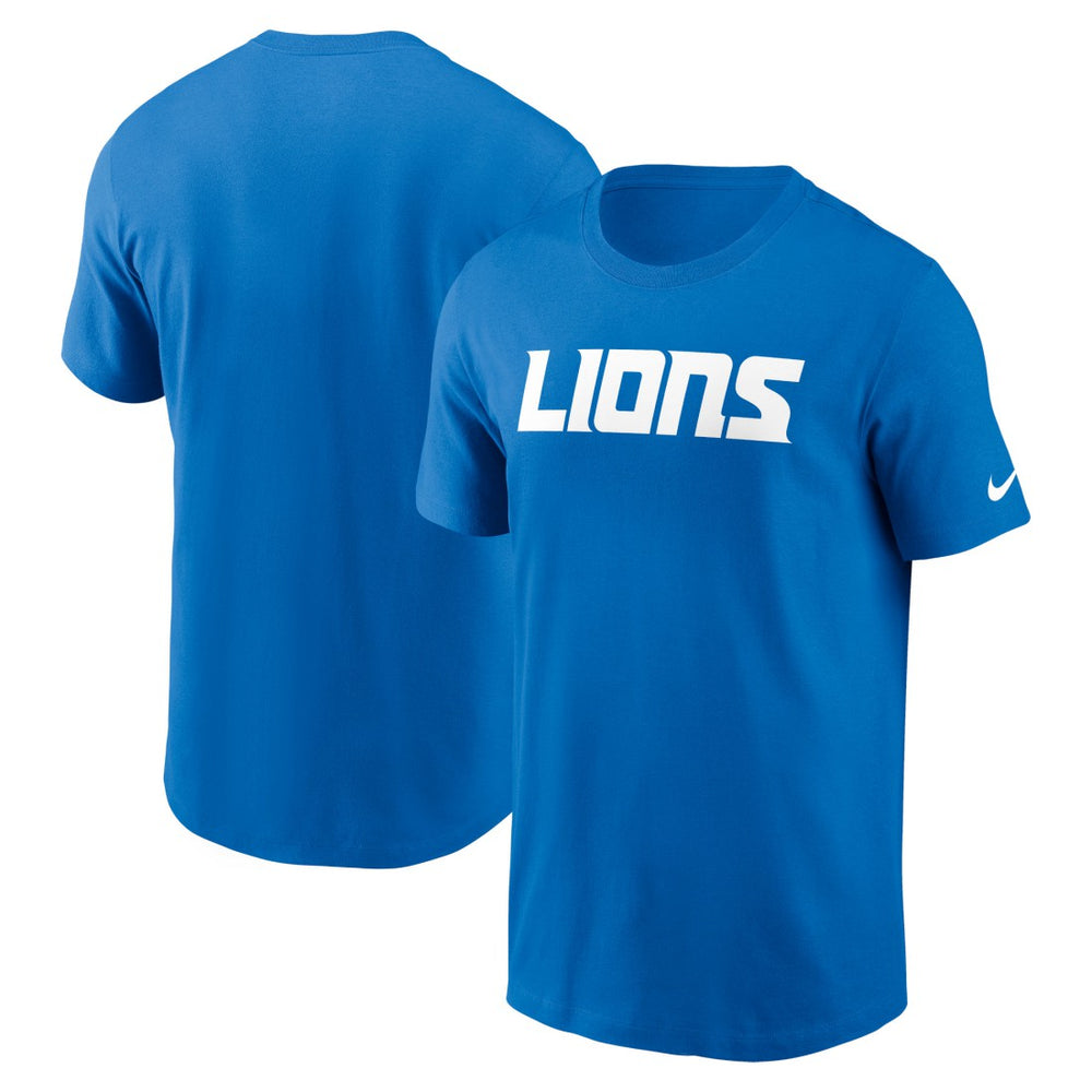 Nike Detroit Lions Primetime Wordmark Essential T-Shirt Blue