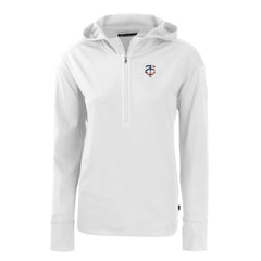 Minnesota Twins Cutter & Buck Women's Daybreak Eco Recycled Half-Zip Hoodie - White - MLB Sale