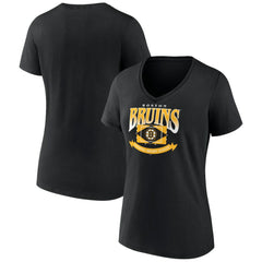 Boston Bruins Women's Slapshot V-Neck T-Shirt - Black - NHL 200501580