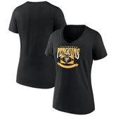 Pittsburgh Penguins Women's Slapshot V-Neck T-Shirt - Black - NHL 200501598