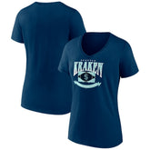 Seattle Kraken Women's Slapshot V-Neck T-Shirt - Deep Sea Blue - NHL 200501600
