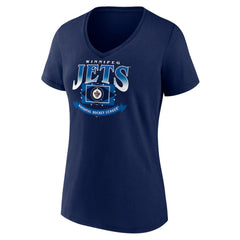 Winnipeg Jets Women's Slapshot V-Neck T-Shirt - Navy - NHL 200501606