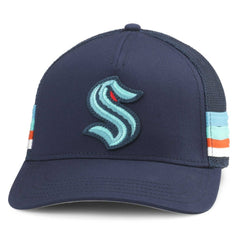 Seattle Kraken American Needle HotFoot Stripes Trucker Adjustable Hat - Deep Sea Blue - NHL 200509131