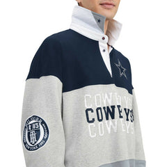 Dallas Cowboys Tommy Hilfiger Connor Oversized Rugby Long Sleeve Polo Heather Gray/Navy