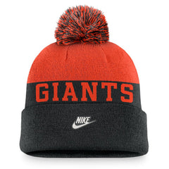 San Francisco Giants Nike Rewind Peak Cuffed Knit Hat with Pom - Black - Nike Sale