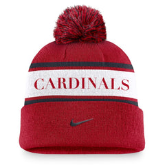 St. Louis Cardinals Nike Team Stripe Peak Cuffed Knit Hat with Pom - Red - Nike on Sale
