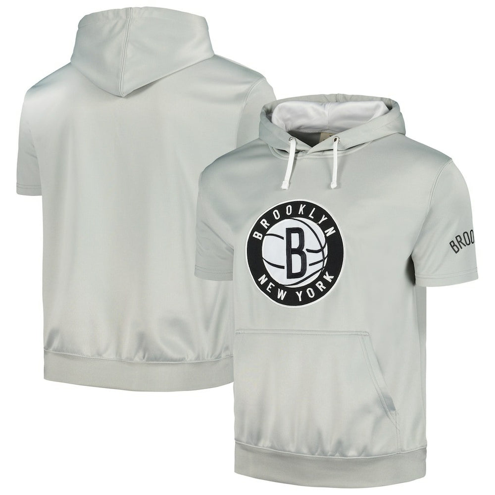 Brooklyn Nets Short Sleeve Pullover Hoodie Silver/White | Fanatics US