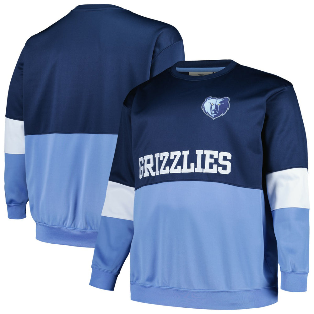 Memphis Grizzlies Big & Tall Split Pullover Sweatshirt Navy/Light Blue | Fanatics online