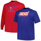 Philadelphia 76ers Big & Tall Short Sleeve & Long Sleeve T-Shirt Set Royal/Red | Fanatics discount