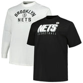 Brooklyn Nets Big & Tall Short Sleeve & Long Sleeve T-Shirt Set Black/White | Fanatics for sale