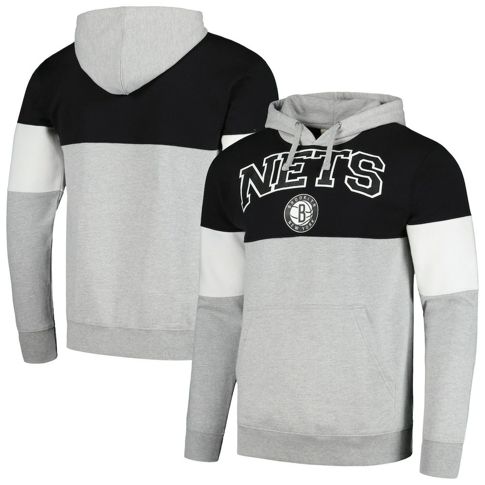 Brooklyn Nets Contrast Pieced Pullover Hoodie Black | Fanatics outlet