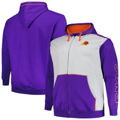 Phoenix Suns Big & Tall Contrast Pieced Stitched Full-Zip Hoodie Purple/Heather Gray | Fanatics US