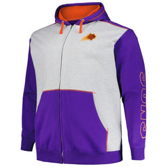 Phoenix Suns Big & Tall Contrast Pieced Stitched Full-Zip Hoodie Purple/Heather Gray | Fanatics US