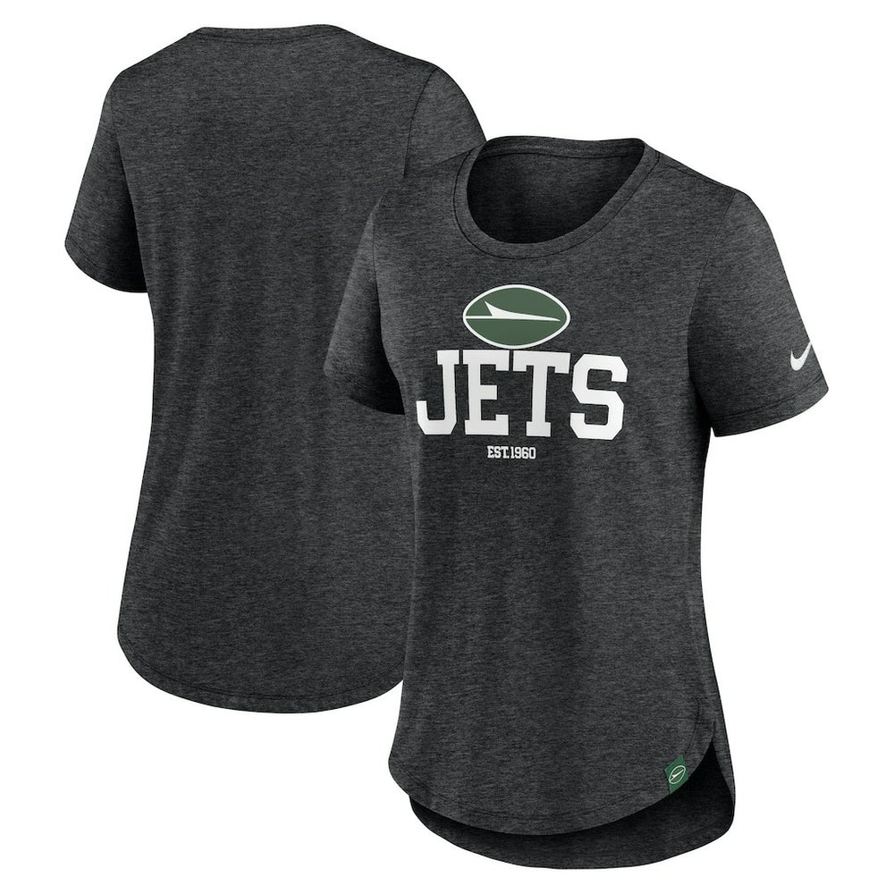 Nike New York Jets Women's Fashion Tri-Blend T-Shirt Heather Black