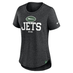 Nike New York Jets Women's Fashion Tri-Blend T-Shirt Heather Black
