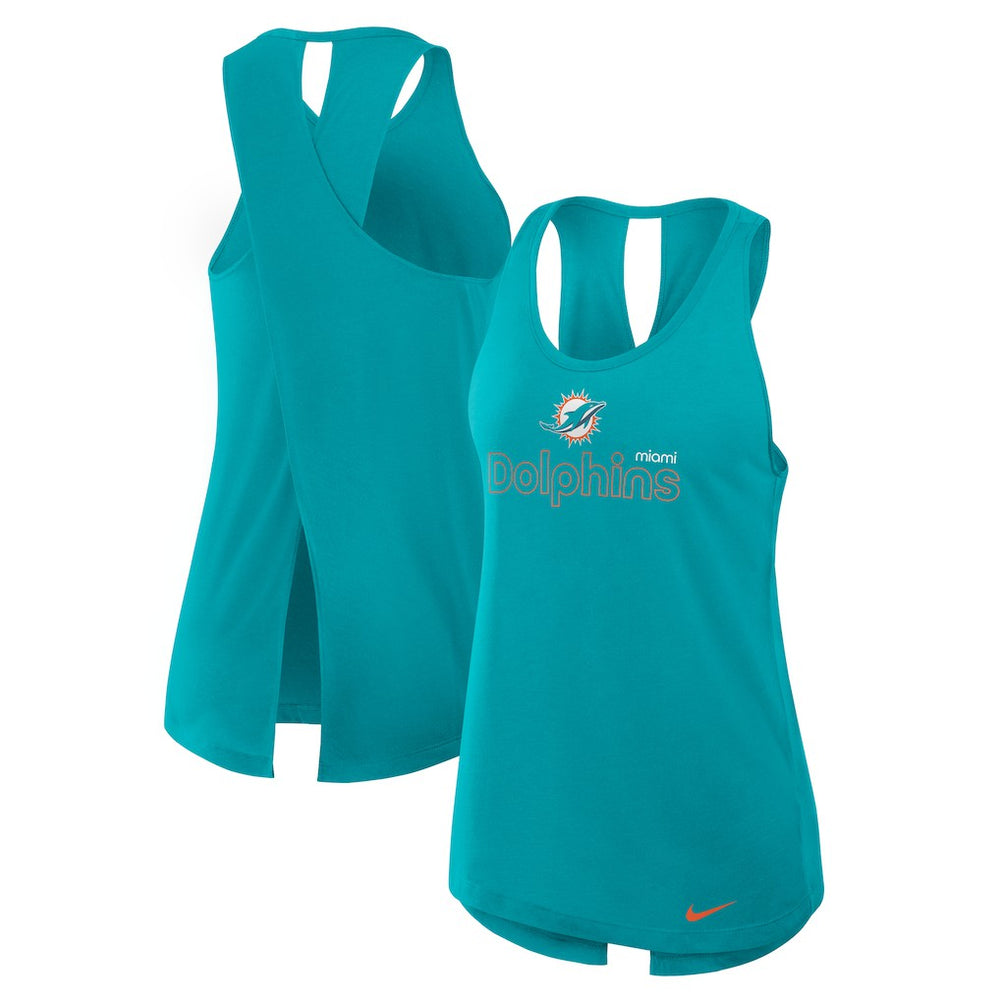 Nike Miami Dolphins Women's Open-Back Crisscross Dri-FIT Tank Top Aqua