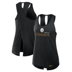 Nike Pittsburgh Steelers Women's Open-Back Crisscross Dri-FIT Tank Top Black