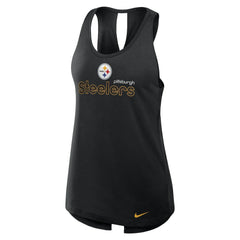 Nike Pittsburgh Steelers Women's Open-Back Crisscross Dri-FIT Tank Top Black