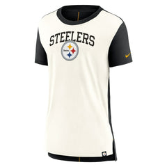 Nike Pittsburgh Steelers Women's Wordmark Tri-Blend T-Shirt Cream/Black
