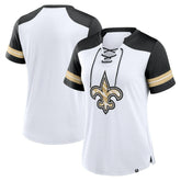Fanatics New Orleans Saints Women's Foiled Primary Lace-Up T-Shirt White/Black