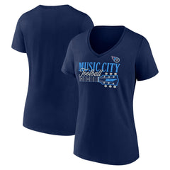 Fanatics Tennessee Titans Women's Hometown Defensive Stand V-Neck T-Shirt Navy