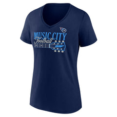 Fanatics Tennessee Titans Women's Hometown Defensive Stand V-Neck T-Shirt Navy