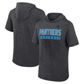 Fanatics Carolina Panthers Push Short Sleeve Pullover Hoodie Heather Charcoal