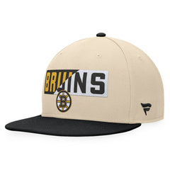 Boston Bruins Fanatics Goalaso Snapback Hat - Cream/Black - NHL 200542887