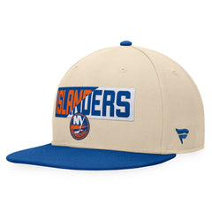 New York Islanders Fanatics Goalaso Snapback Hat - Cream/Royal - NHL 200542916