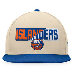 New York Islanders Fanatics Goalaso Snapback Hat - Cream/Royal - NHL 200542916
