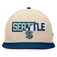 Seattle Kraken Fanatics Goalaso Snapback Hat - Cream/Deep Sea Blue - NHL 200542921