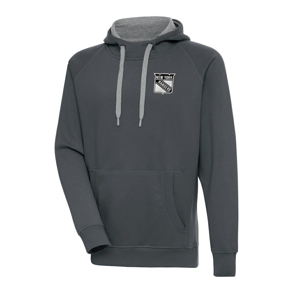 New York Rangers Antigua Metallic Logo Victory Pullover Hoodie - Charcoal - NHL 200544244