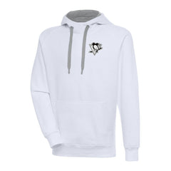 Pittsburgh Penguins Antigua Metallic Logo Victory Pullover Hoodie - White - NHL 200544256