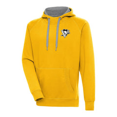Pittsburgh Penguins Antigua Metallic Logo Victory Pullover Hoodie - Gold - NHL 200544262